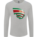 Curled Suriname Flag Suriname Day Football Mens Long Sleeve T-Shirt Sports Grey