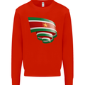 Curled Suriname Flag Suriname Day Football Mens Sweatshirt Jumper Bright Red