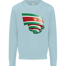 Curled Suriname Flag Suriname Day Football Mens Sweatshirt Jumper Light Blue