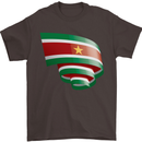 Curled Suriname Flag Suriname Day Football Mens T-Shirt 100% Cotton Dark Chocolate
