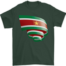 Curled Suriname Flag Suriname Day Football Mens T-Shirt 100% Cotton Forest Green