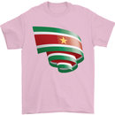 Curled Suriname Flag Suriname Day Football Mens T-Shirt 100% Cotton Light Pink