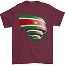 Curled Suriname Flag Suriname Day Football Mens T-Shirt 100% Cotton Maroon