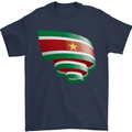 Curled Suriname Flag Suriname Day Football Mens T-Shirt 100% Cotton Navy Blue