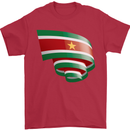 Curled Suriname Flag Suriname Day Football Mens T-Shirt 100% Cotton Red