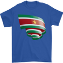 Curled Suriname Flag Suriname Day Football Mens T-Shirt 100% Cotton Royal Blue