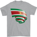 Curled Suriname Flag Suriname Day Football Mens T-Shirt 100% Cotton Sports Grey