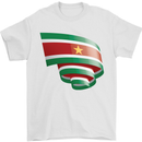 Curled Suriname Flag Suriname Day Football Mens T-Shirt 100% Cotton White