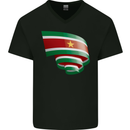 Curled Suriname Flag Suriname Day Football Mens V-Neck Cotton T-Shirt Black