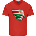 Curled Suriname Flag Suriname Day Football Mens V-Neck Cotton T-Shirt Red