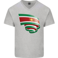 Curled Suriname Flag Suriname Day Football Mens V-Neck Cotton T-Shirt Sports Grey