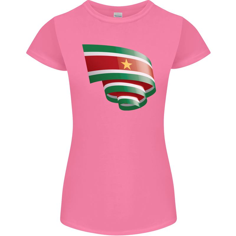 Curled Suriname Flag Suriname Day Football Womens Petite Cut T-Shirt Azalea