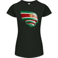 Curled Suriname Flag Suriname Day Football Womens Petite Cut T-Shirt Black