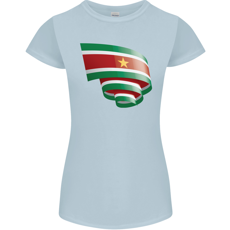 Curled Suriname Flag Suriname Day Football Womens Petite Cut T-Shirt Light Blue