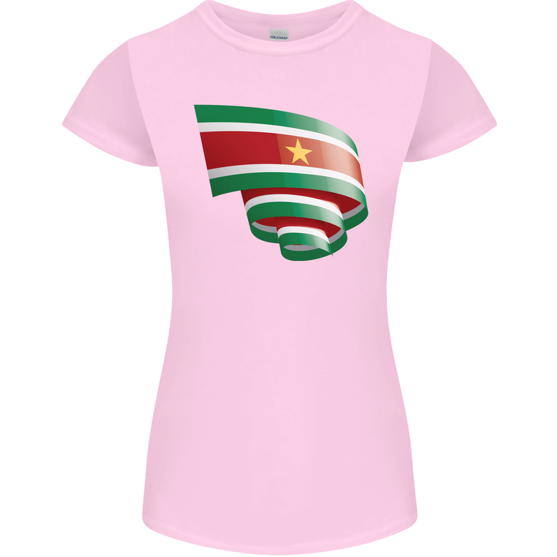 Curled Suriname Flag Suriname Day Football Womens Petite Cut T-Shirt Light Pink