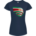 Curled Suriname Flag Suriname Day Football Womens Petite Cut T-Shirt Navy Blue