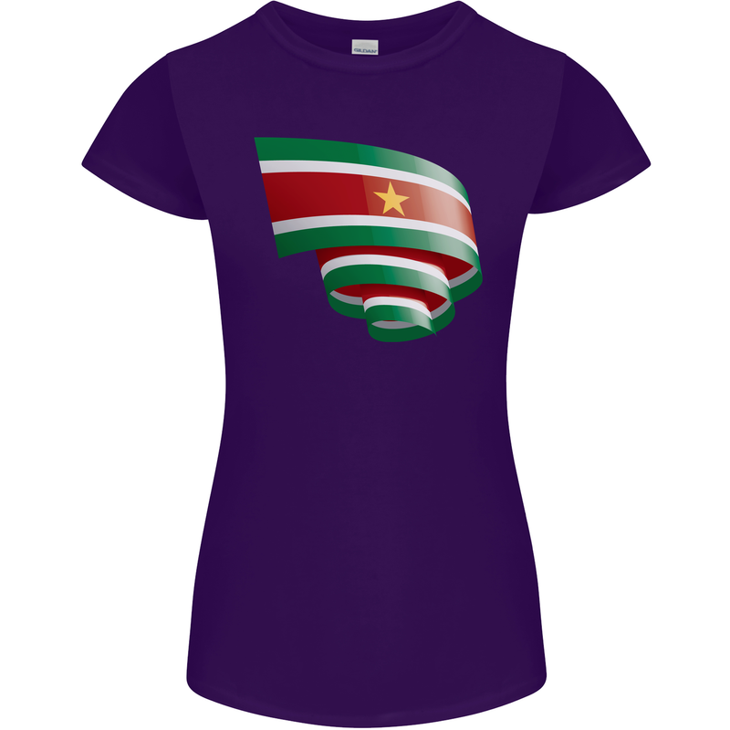 Curled Suriname Flag Suriname Day Football Womens Petite Cut T-Shirt Purple