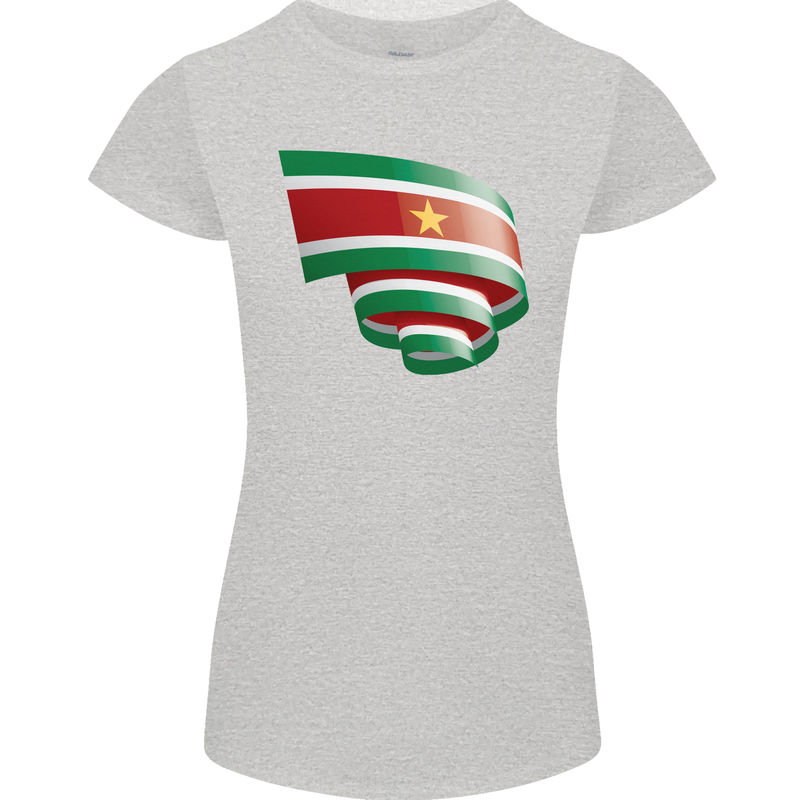 Curled Suriname Flag Suriname Day Football Womens Petite Cut T-Shirt Sports Grey
