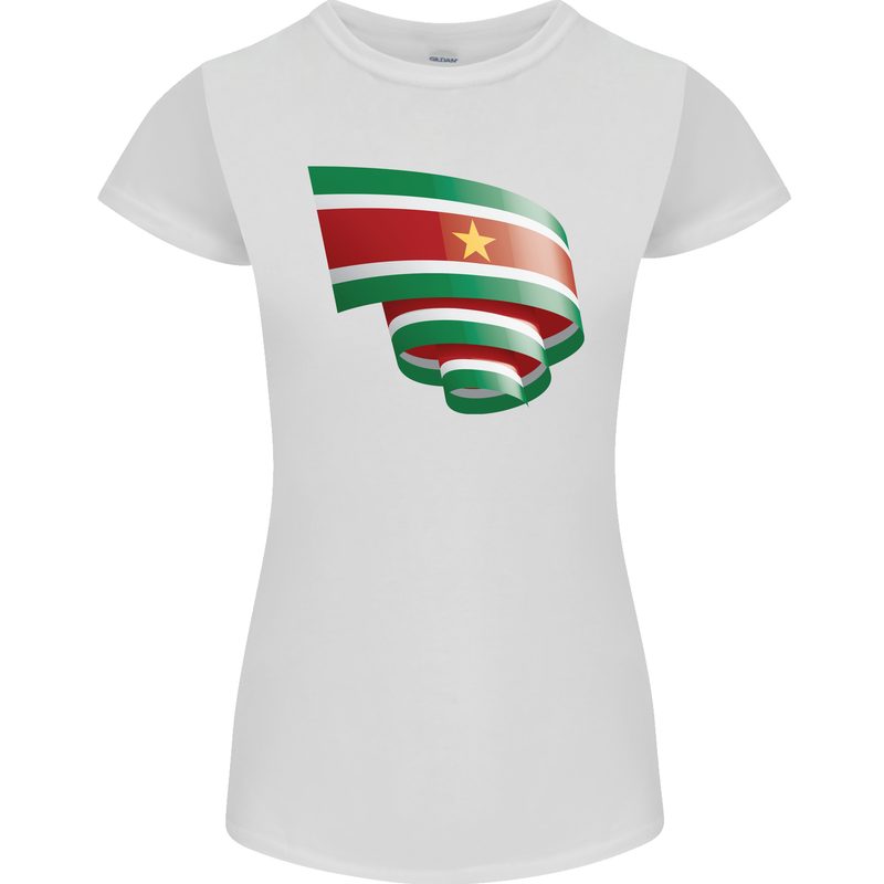 Curled Suriname Flag Suriname Day Football Womens Petite Cut T-Shirt White