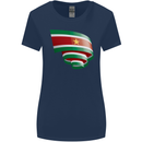 Curled Suriname Flag Suriname Day Football Womens Wider Cut T-Shirt Navy Blue