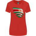 Curled Suriname Flag Suriname Day Football Womens Wider Cut T-Shirt Red