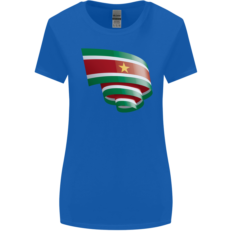 Curled Suriname Flag Suriname Day Football Womens Wider Cut T-Shirt Royal Blue