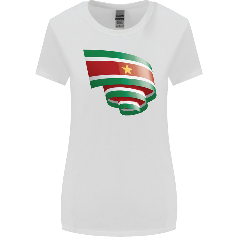 Curled Suriname Flag Suriname Day Football Womens Wider Cut T-Shirt White