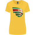 Curled Suriname Flag Suriname Day Football Womens Wider Cut T-Shirt Yellow