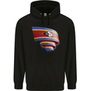 Curled Swaziland Flag Swazi Day Football Childrens Kids Hoodie Black