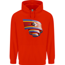 Curled Swaziland Flag Swazi Day Football Childrens Kids Hoodie Bright Red