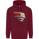 Curled Swaziland Flag Swazi Day Football Childrens Kids Hoodie Maroon