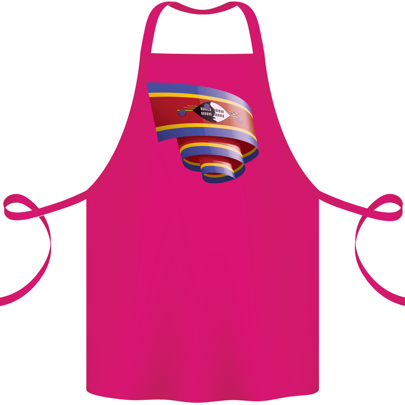 Curled Swaziland Flag Swazi Day Football Cotton Apron 100% Organic Pink