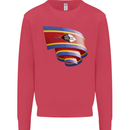 Curled Swaziland Flag Swazi Day Football Kids Sweatshirt Jumper Heliconia