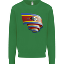 Curled Swaziland Flag Swazi Day Football Kids Sweatshirt Jumper Irish Green