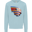 Curled Swaziland Flag Swazi Day Football Kids Sweatshirt Jumper Light Blue