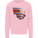 Curled Swaziland Flag Swazi Day Football Kids Sweatshirt Jumper Light Pink