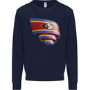 Curled Swaziland Flag Swazi Day Football Kids Sweatshirt Jumper Navy Blue