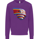 Curled Swaziland Flag Swazi Day Football Kids Sweatshirt Jumper Purple