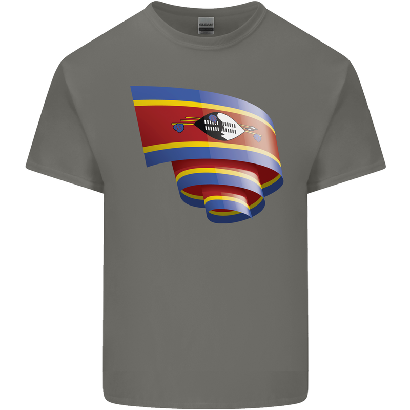 Curled Swaziland Flag Swazi Day Football Kids T-Shirt Childrens Charcoal