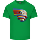 Curled Swaziland Flag Swazi Day Football Kids T-Shirt Childrens Irish Green