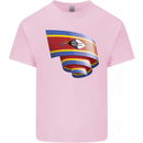 Curled Swaziland Flag Swazi Day Football Kids T-Shirt Childrens Light Pink