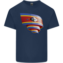Curled Swaziland Flag Swazi Day Football Kids T-Shirt Childrens Navy Blue