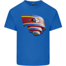 Curled Swaziland Flag Swazi Day Football Kids T-Shirt Childrens Royal Blue