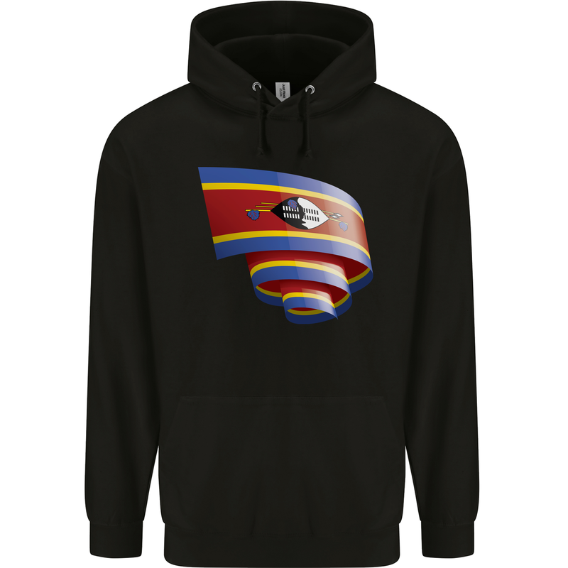 Curled Swaziland Flag Swazi Day Football Mens 80% Cotton Hoodie Black