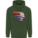 Curled Swaziland Flag Swazi Day Football Mens 80% Cotton Hoodie Forest Green