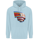 Curled Swaziland Flag Swazi Day Football Mens 80% Cotton Hoodie Light Blue