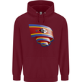 Curled Swaziland Flag Swazi Day Football Mens 80% Cotton Hoodie Maroon