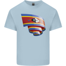 Curled Swaziland Flag Swazi Day Football Mens Cotton T-Shirt Tee Top Light Blue