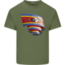 Curled Swaziland Flag Swazi Day Football Mens Cotton T-Shirt Tee Top Military Green