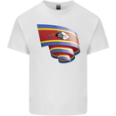 Curled Swaziland Flag Swazi Day Football Mens Cotton T-Shirt Tee Top White